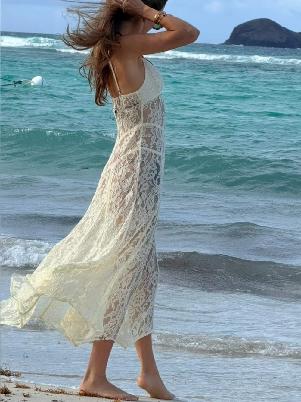 Lovers + Friends Lace Midi Dress and Cover Up in Vanilla Lace